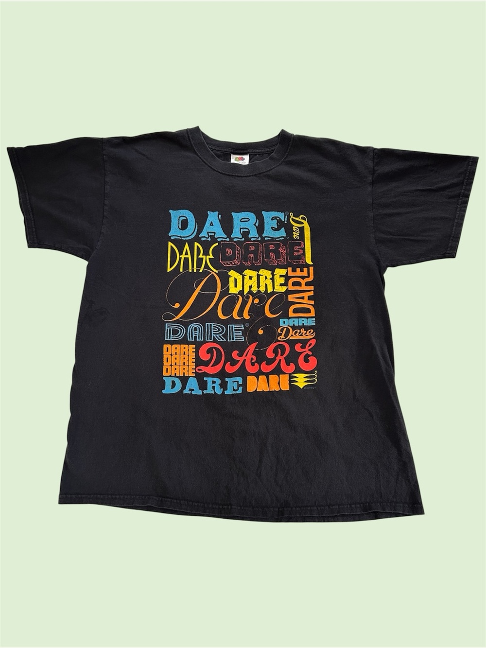 Vintage Y2K 90s 00s DARE Drugs Graphic Tee Multicolor Font Black Large FOTL